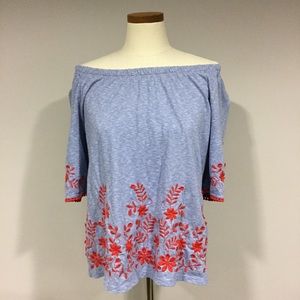 Talbots Embroidered Peasant Top, size Large Petite